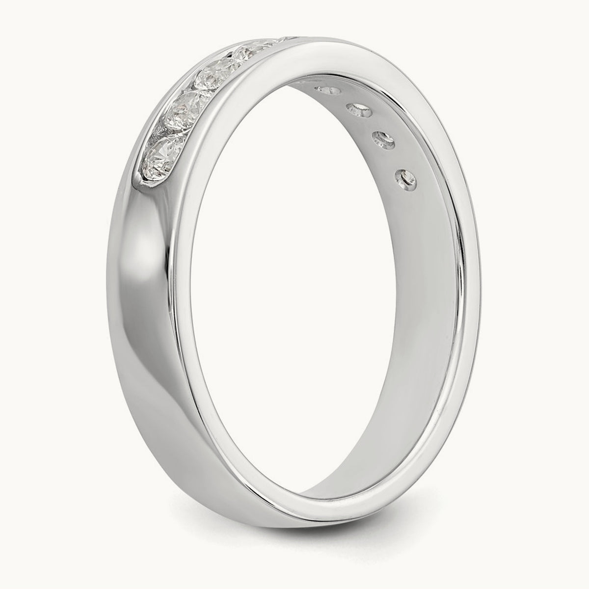 9-Stone Diamond Channel Band, 14K White Gold