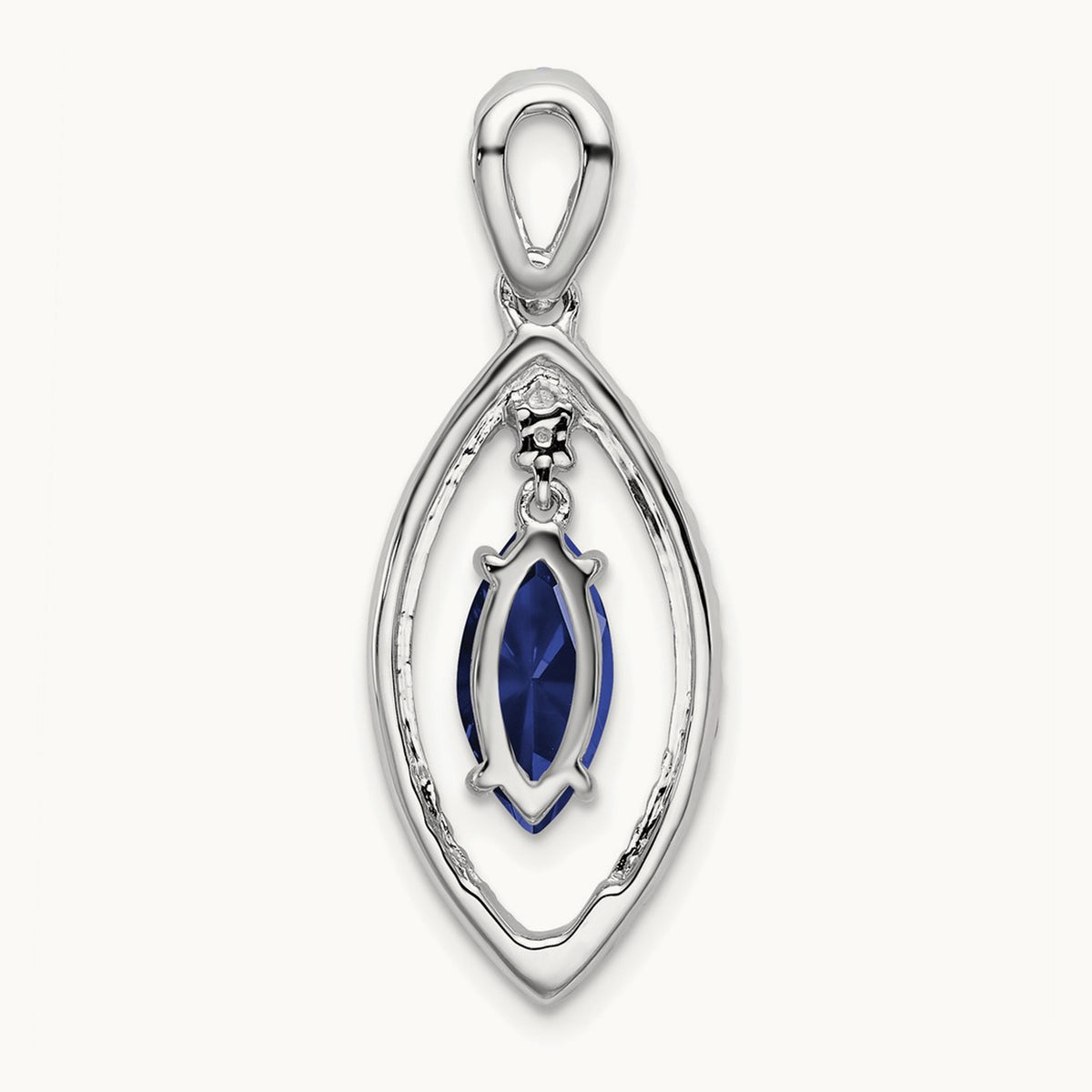 Created Blue Sapphire Chain Slide, 0.25 ct tw Lab-Grown Diamond