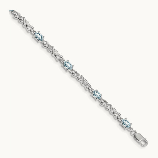Diamond and Aquamarine Bracelet — 7.25mm