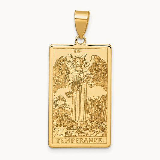 Temperance Tarot Card Pendant, 14K Yellow Gold
