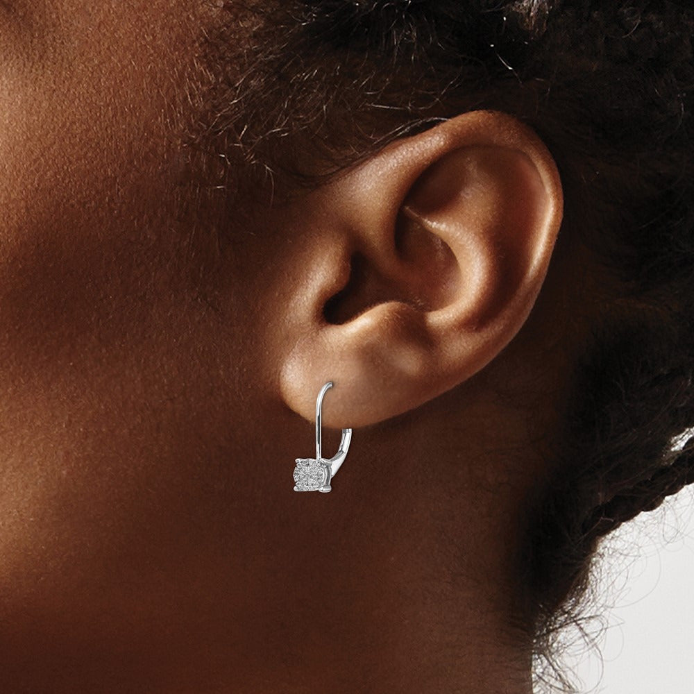 Diamond Cluster Leverback Earrings — 18mm