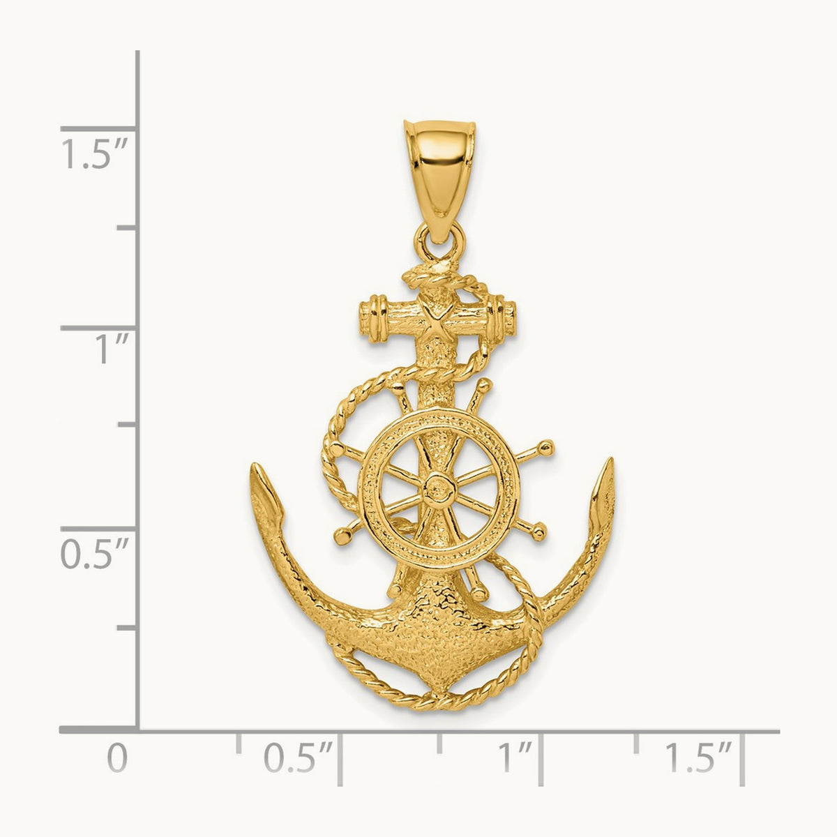 2-D Anchor and Wheel Charm, 14K