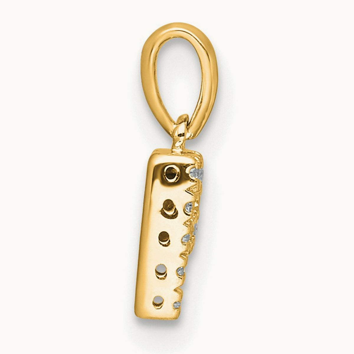 Diamond Initial with Bail Pendant — 14K Yellow Gold, P