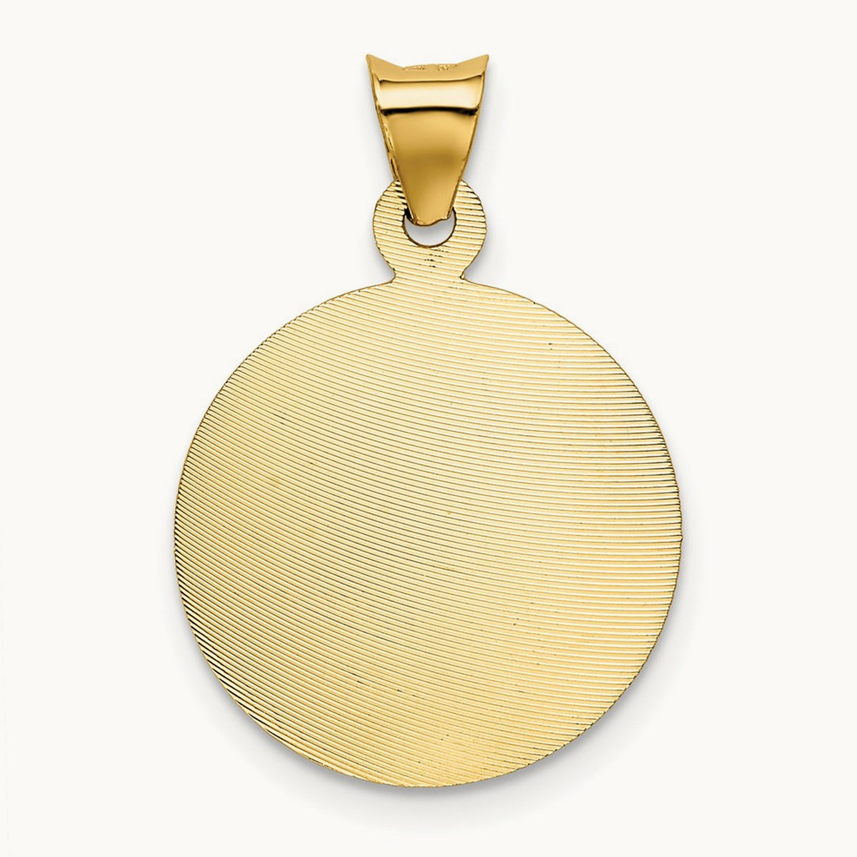 Polished Diamond-cut Lady Of Guadalupe Circle Pendant — 14K Two-Tone Gold, 23.4mm