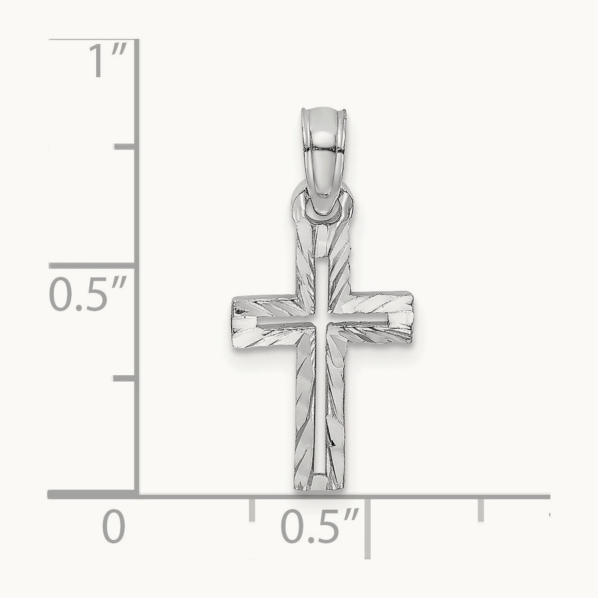 D/C Cross Charm — 14K White Gold, 21.85mm