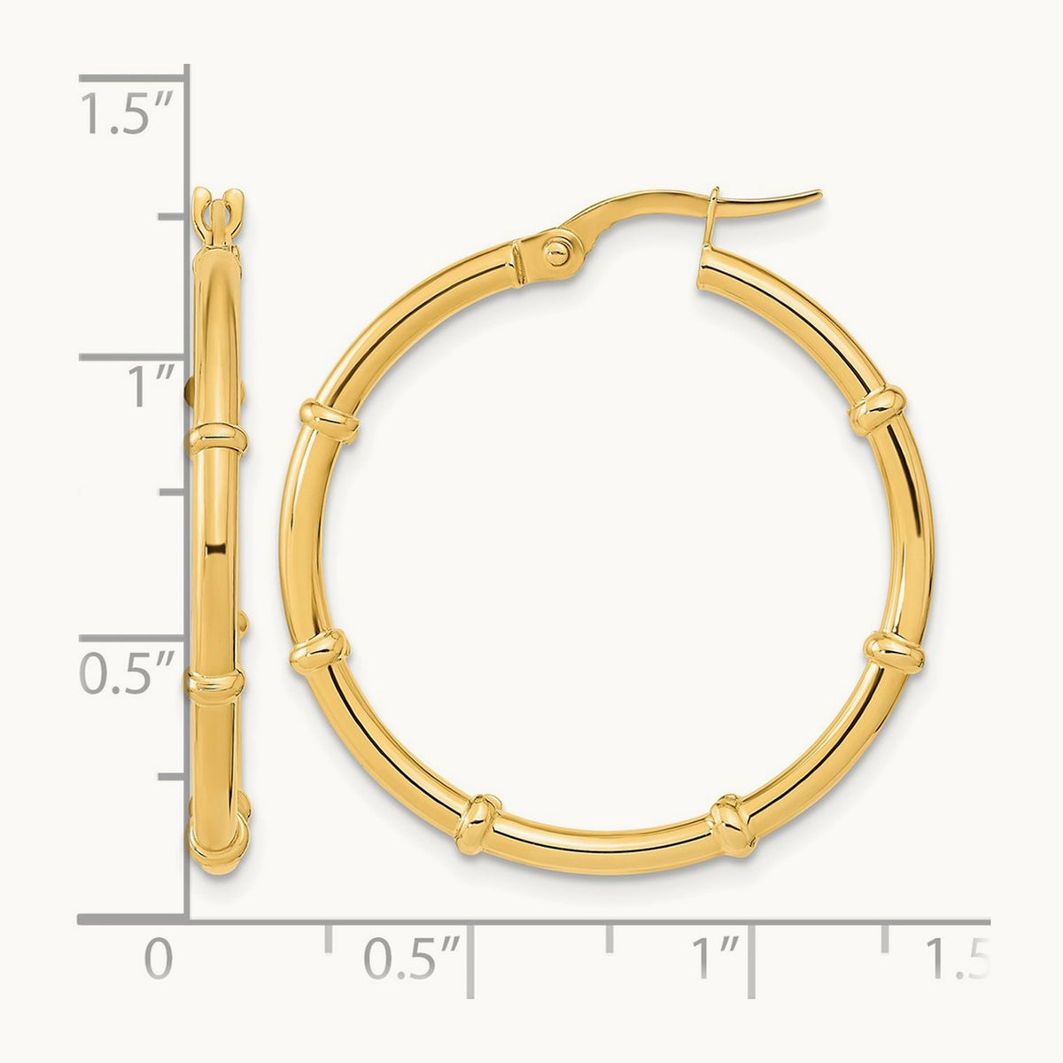 Polished Fancy Hoop Earrings — 14K Yellow Gold, 28.75mm