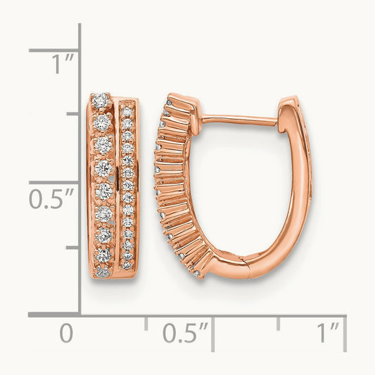 Diamond Fancy Hoop Earrings, 14K Rose Gold