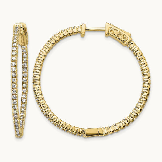 Safety Clasp in/Out Hoop Earrings, 0.75 ct tw Lab-Grown Diamond