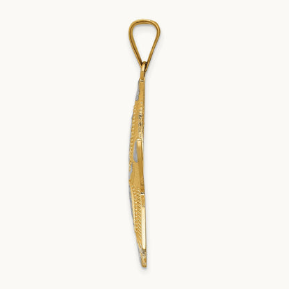 Diamond-cut Polished Starfish Pendant, 14K with Rhodium
