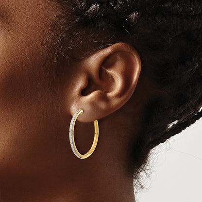 Diamond Hinged Hoop Earrings — 14K Yellow Gold, 27mm, 0.5 ct
