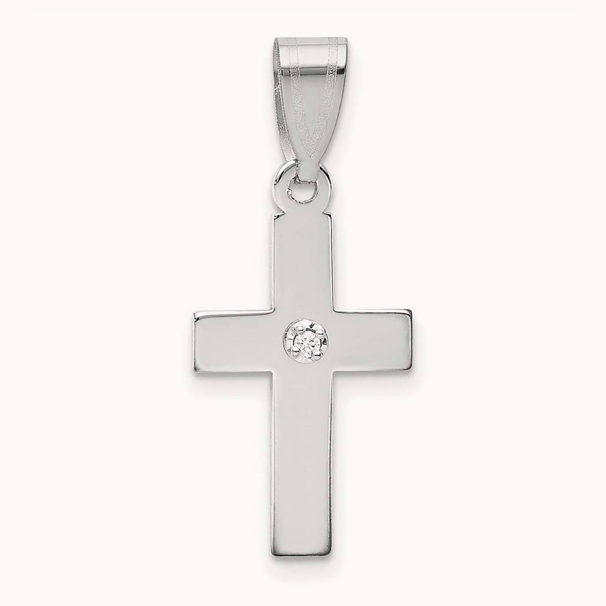 .01ct. Diamond Cross Pendant, 14K White Gold