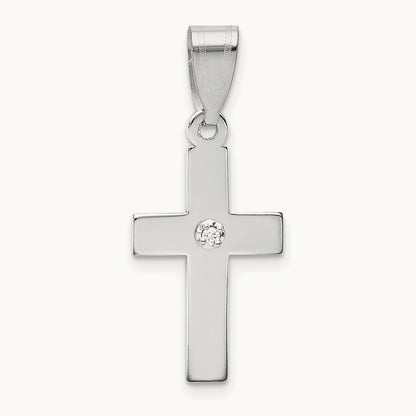 .01ct. Diamond Cross Pendant, 14K White Gold