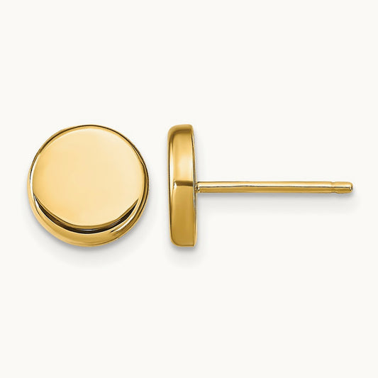 Polished Button Post Earrings — 10K Yellow Gold
