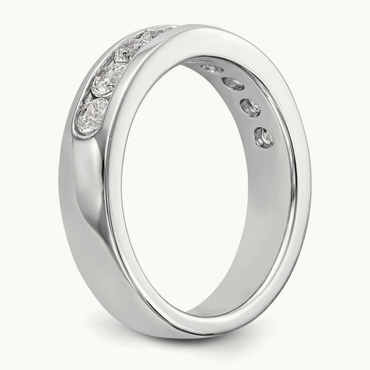 9-Stone Diamond Channel Band, 14K White Gold