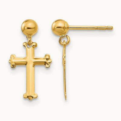 Madi K Cross Dangle Post Earrings, 14K