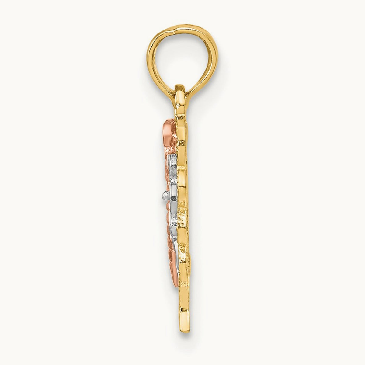 w/White Rhodium Butterfly Cut-Out Charm, 14K Two-tone