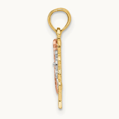 w/White Rhodium Butterfly Cut-Out Charm, 14K Two-tone