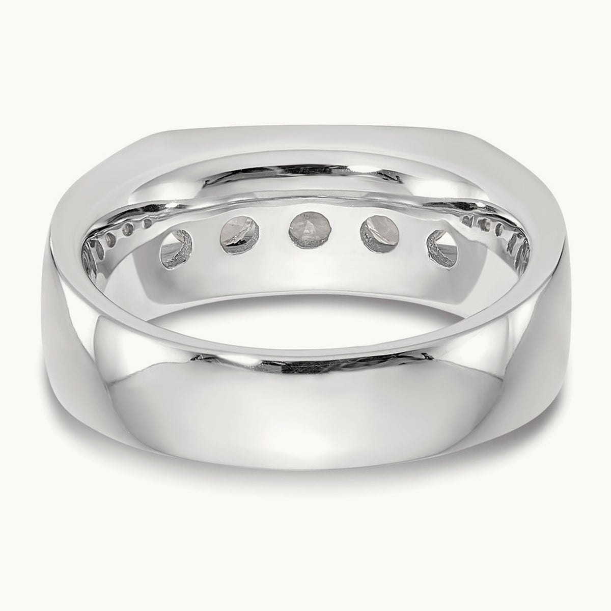5-Stone Diamond Channel Band, 14K White Gold