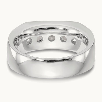 5-Stone Diamond Channel Band, 14K White Gold