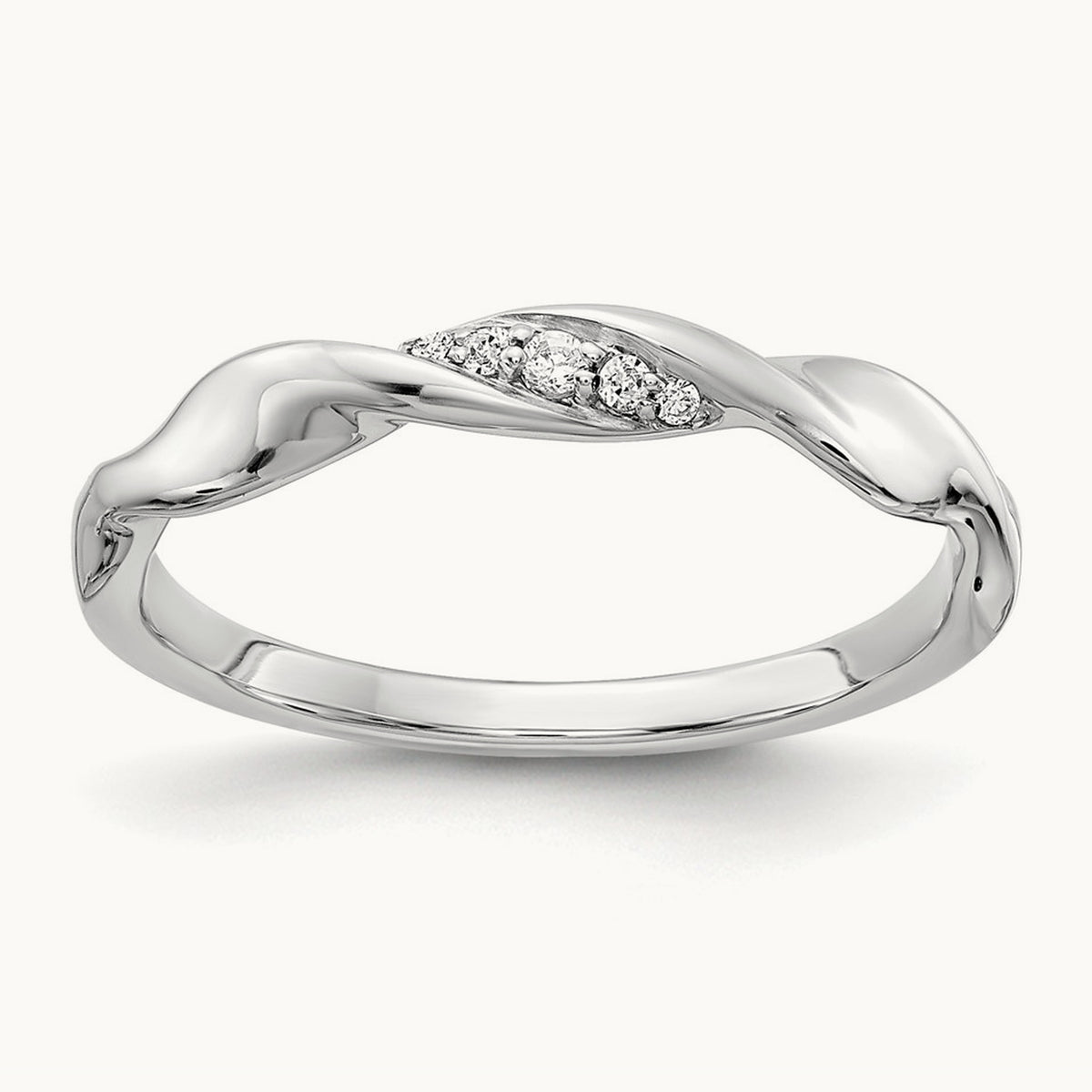 Diamond Fancy Twist Ring, 14K White Gold