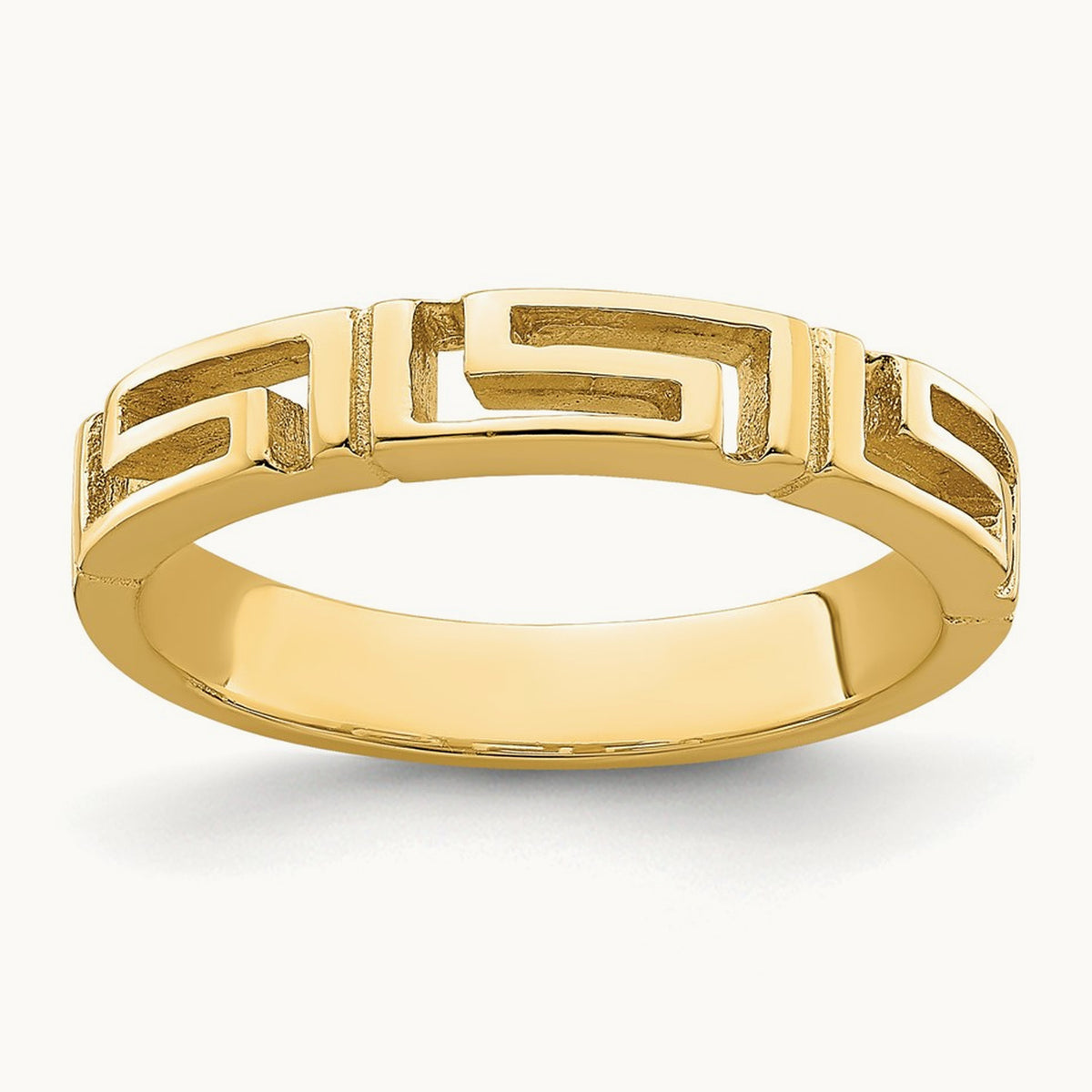 Cut-Out Greek Key Band, 14K