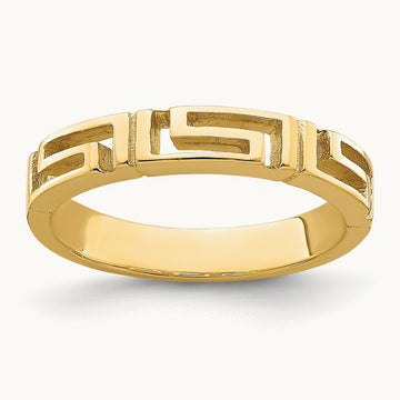 Cut-Out Greek Key Band, 14K