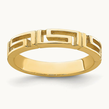 Cut-Out Greek Key Band, 14K