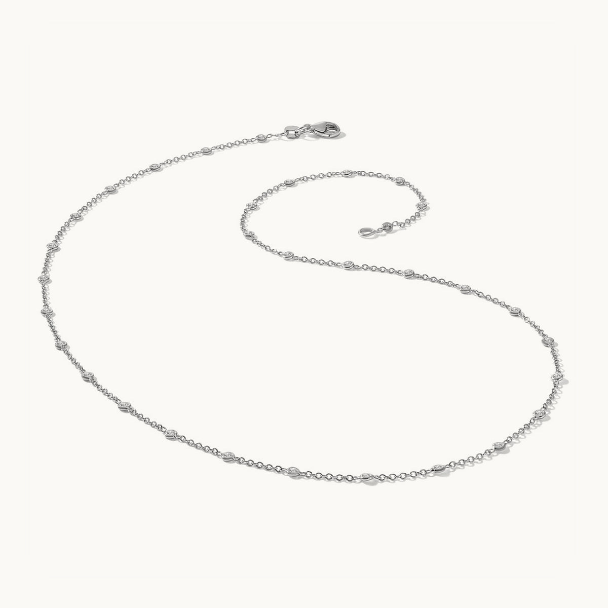 Platinum Polished Bezel Set Station Necklace, 0.25 ct tw Lab-Grown Diamond