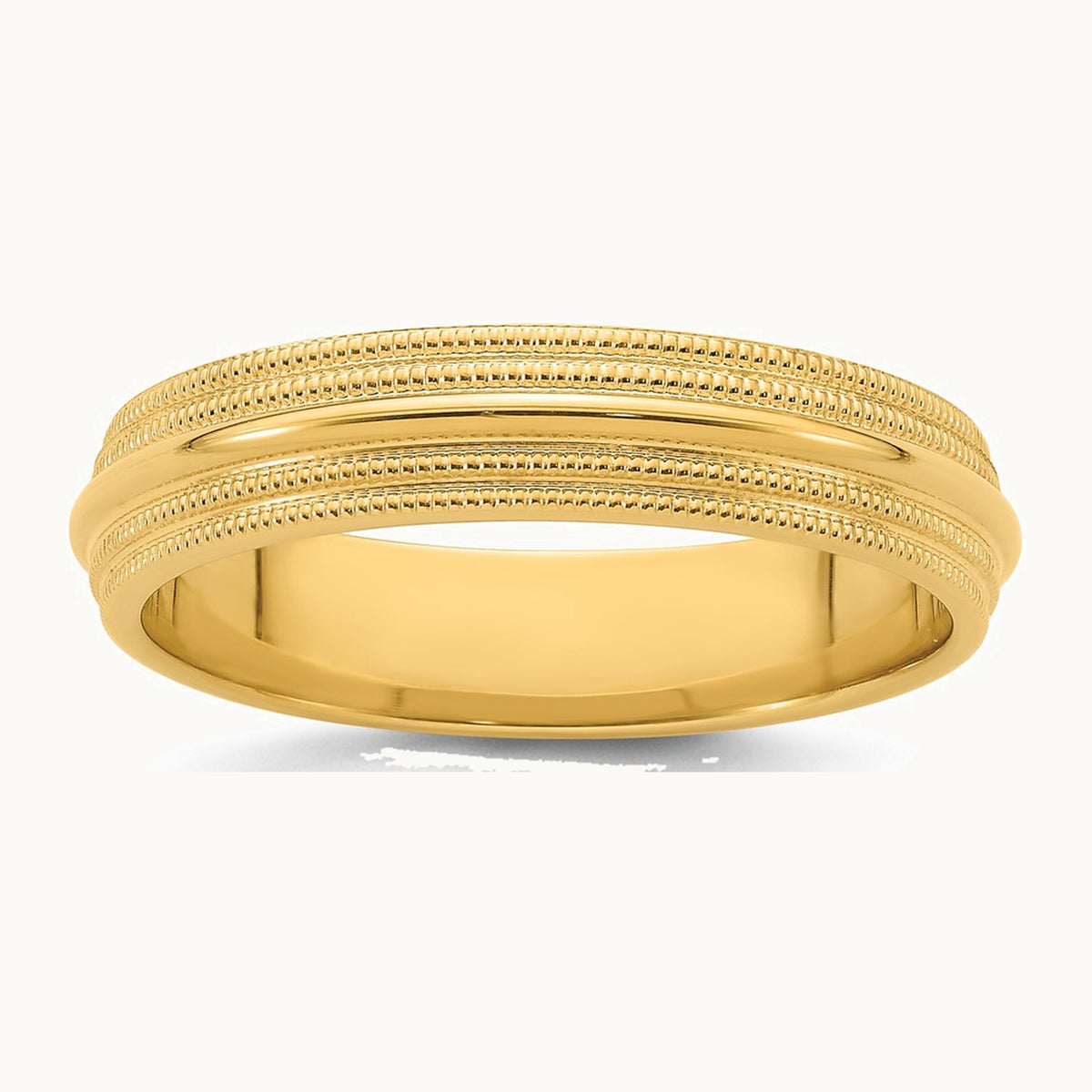 Double Milgrain Comfort Fit Band — 14K Yellow Gold, 5mm
