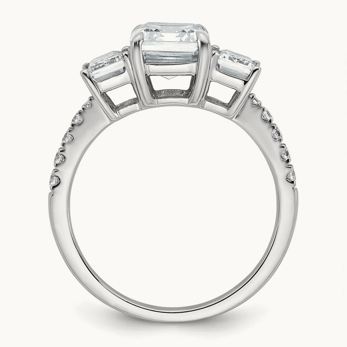 Emerald 3 Stone Engagement Ring, 1.75-3.25 ct tw Lab-Grown Diamond — 3 3/8 ct, VS (Best) · Certified, 14K White Gold
