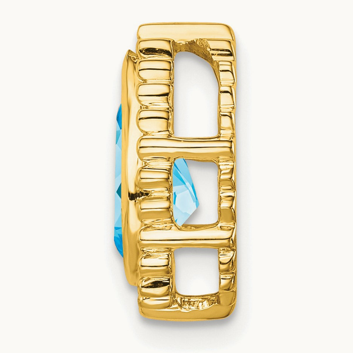 Pear Blue Topaz Chain Slide — 14K Yellow Gold