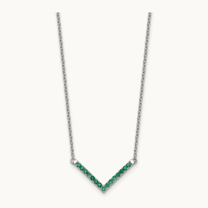 Emerald 18in. V-Necklace, 14K White Gold