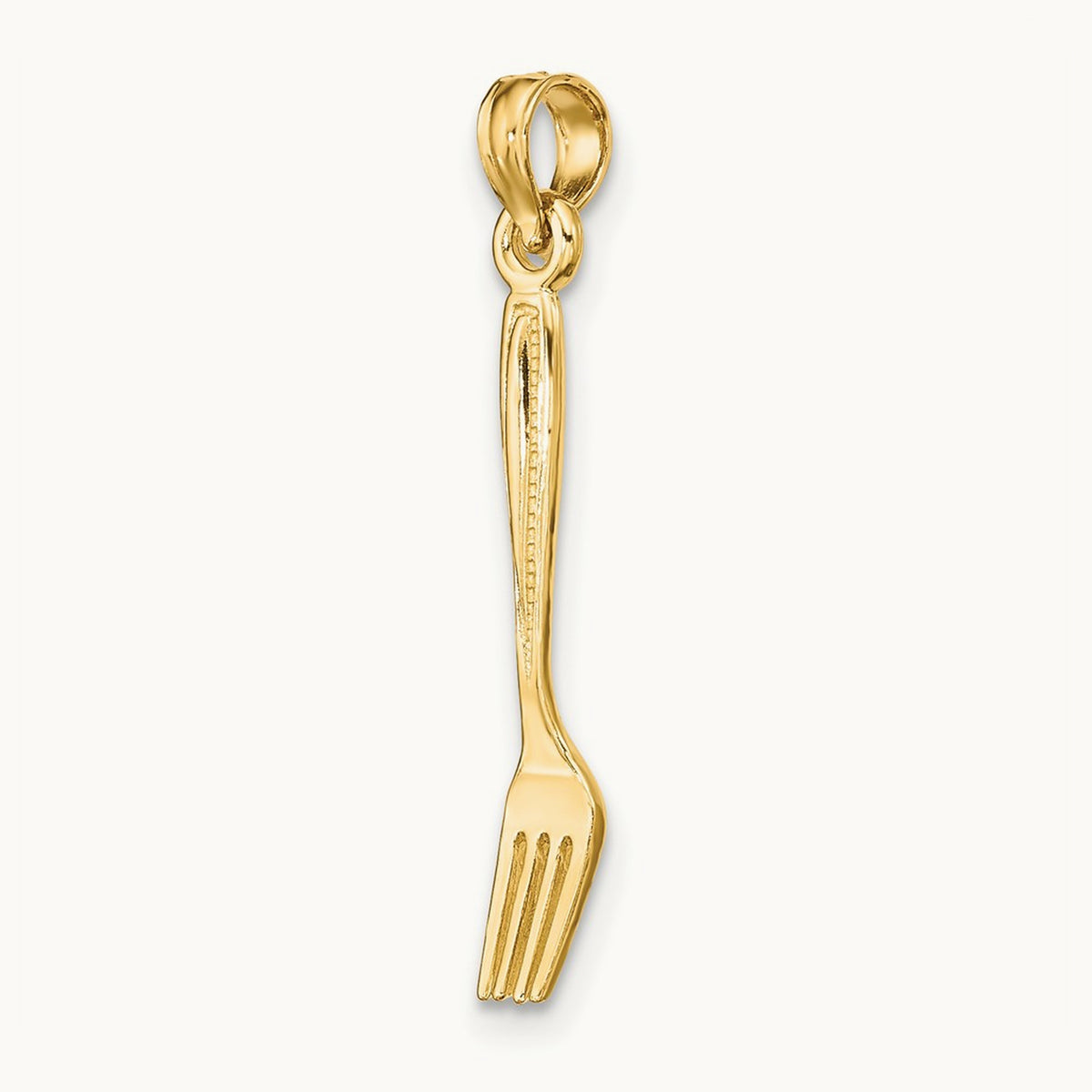 3-D and Polished Table Fork Charm, 14K