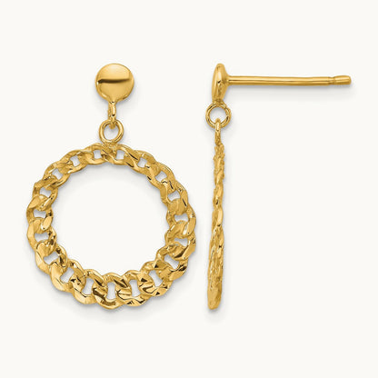 Polished and Diamond-cut Circles Dangle Post Earrings, 14K — Leslie's