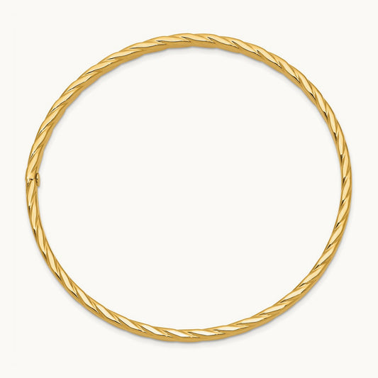 Textured Twist Slip-on Bangle, 4mm, 14K
