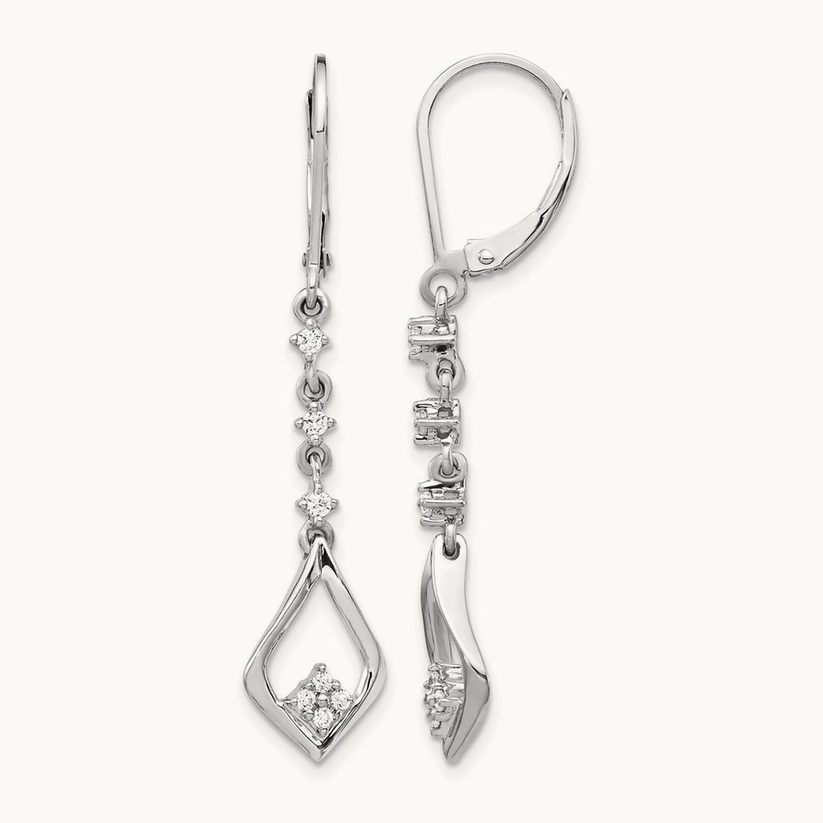 Dangle Leverback Earrings, 0.20 ct tw Lab-Grown Diamond — 14K White Gold