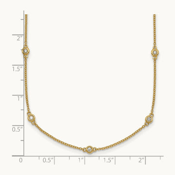 Diamond Station Cable Necklace, 14K