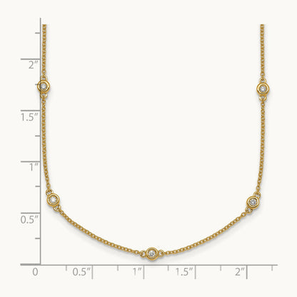 Diamond Station Cable Necklace, 14K