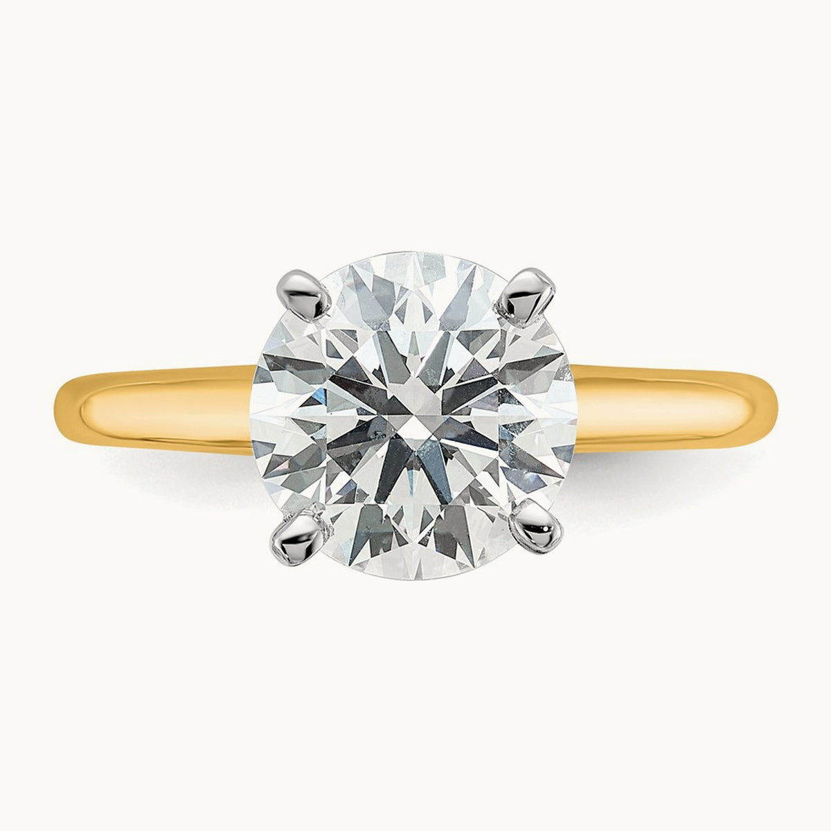 Round Solitaire Engagement Ring, 0.25-5.00 ct tw Lab-Grown Diamond — 3 ct, 14K Two-Tone
