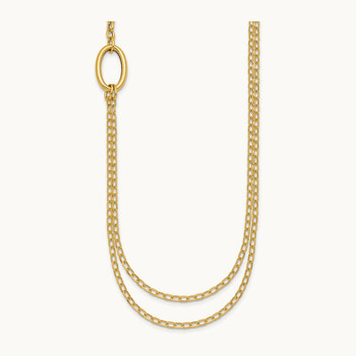 Polished Oval Double Strand Cable Chain 18in Necklace, 14K