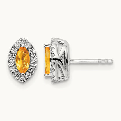 Citrine Nov Birthstone Post Earrings, 0.20 ct tw Lab-Grown Diamond