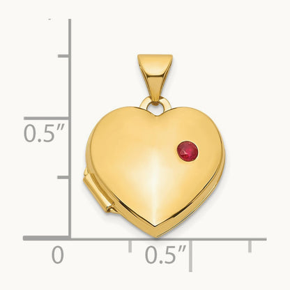 Ruby Heart Locket, 15mm, 14K