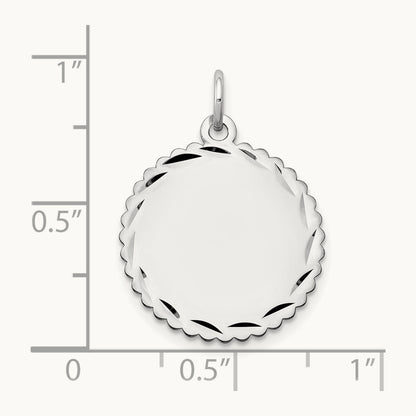 .027 Gauge Engraveable Scalloped Disc Charm — 23mm