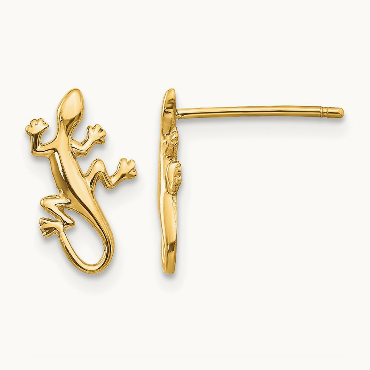 Polished Gecko Post Earrings, 14K