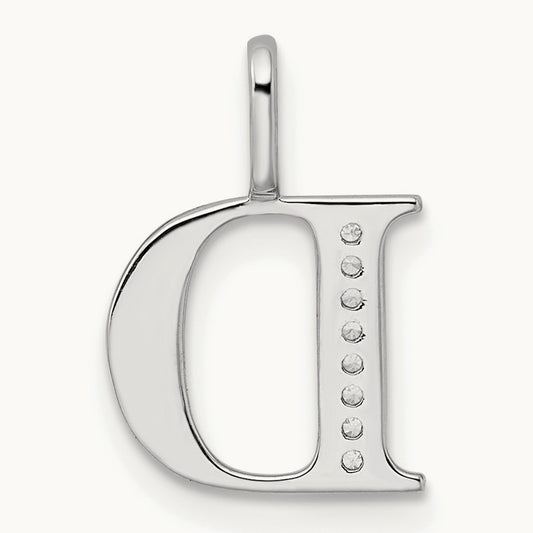 Diamond Letter D Initial Pendant, 14K White Gold