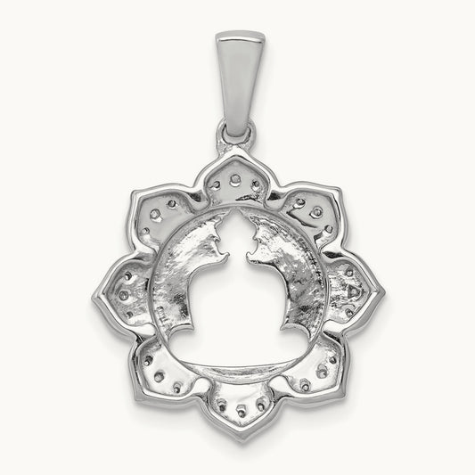 Diamond Buddha Pendant, 14K White Gold