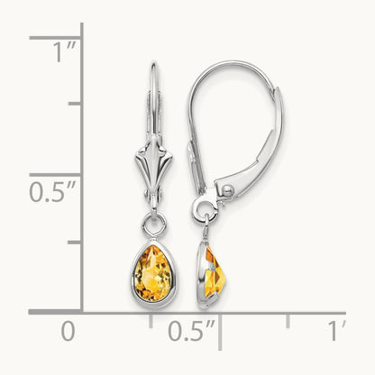 6x4mm Citrin/November Earrings, 14K White Gold