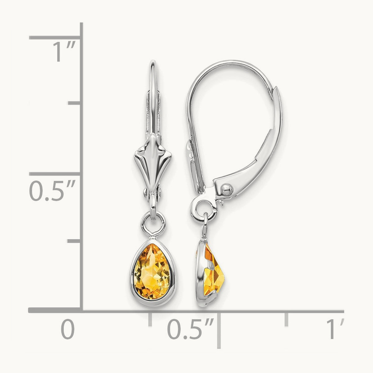 6x4mm Citrin/November Earrings, 14K White Gold