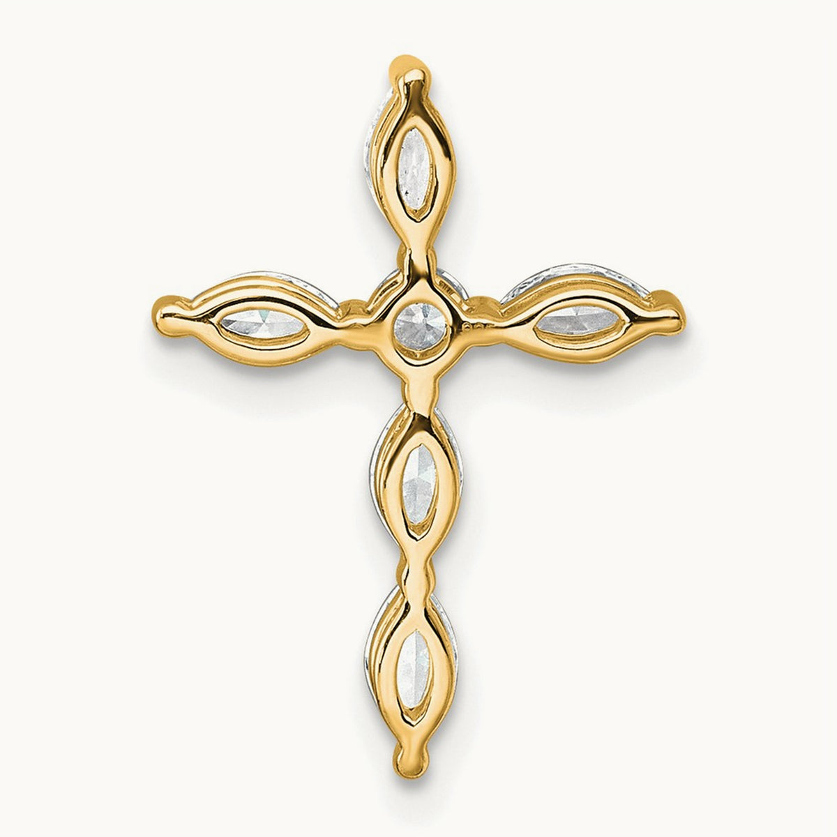 Cross Chain Slide Pendant, 0.50 ct tw Lab-Grown Diamond — 14K Yellow Gold
