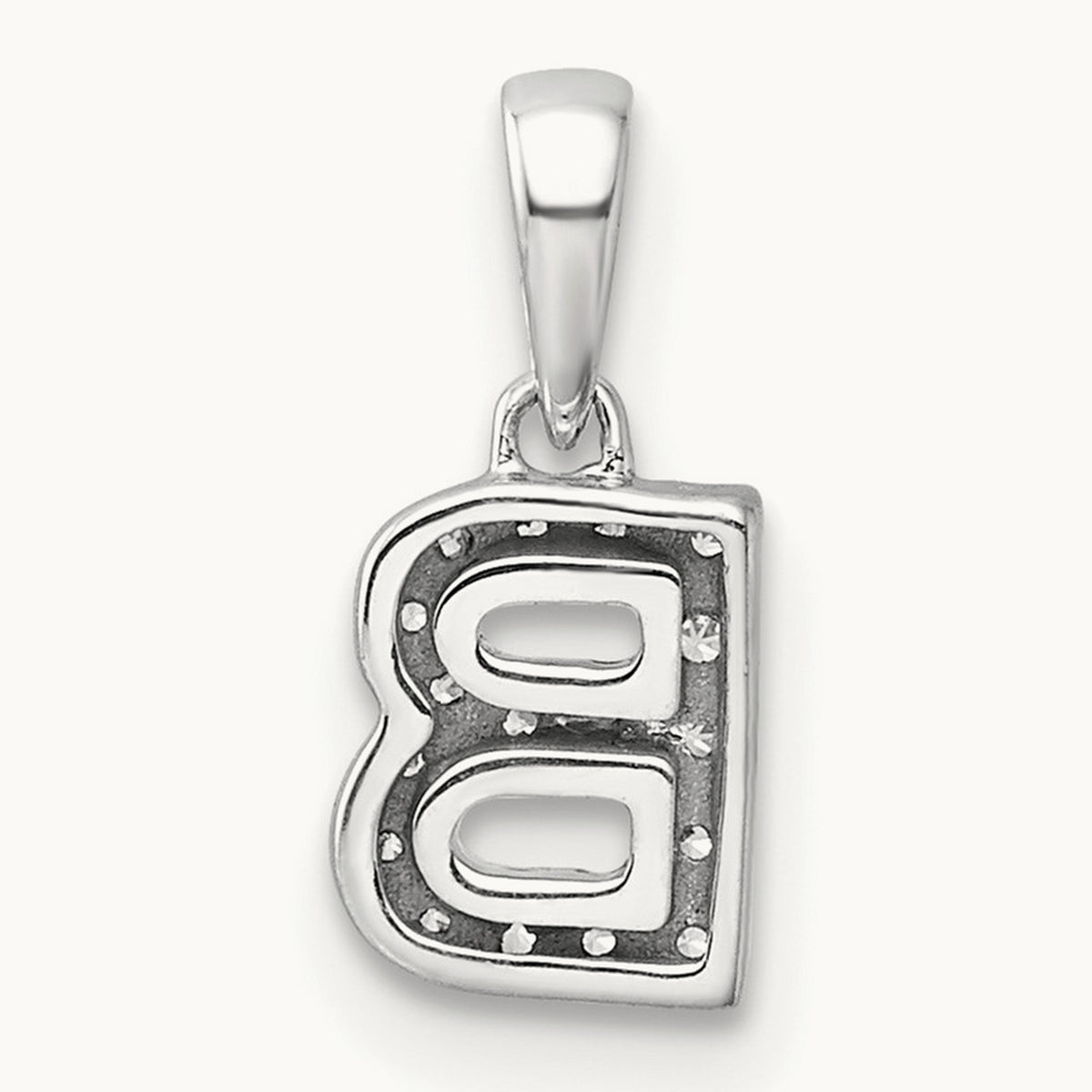 Diamond Initial with Bail Pendant — 14K White Gold, B